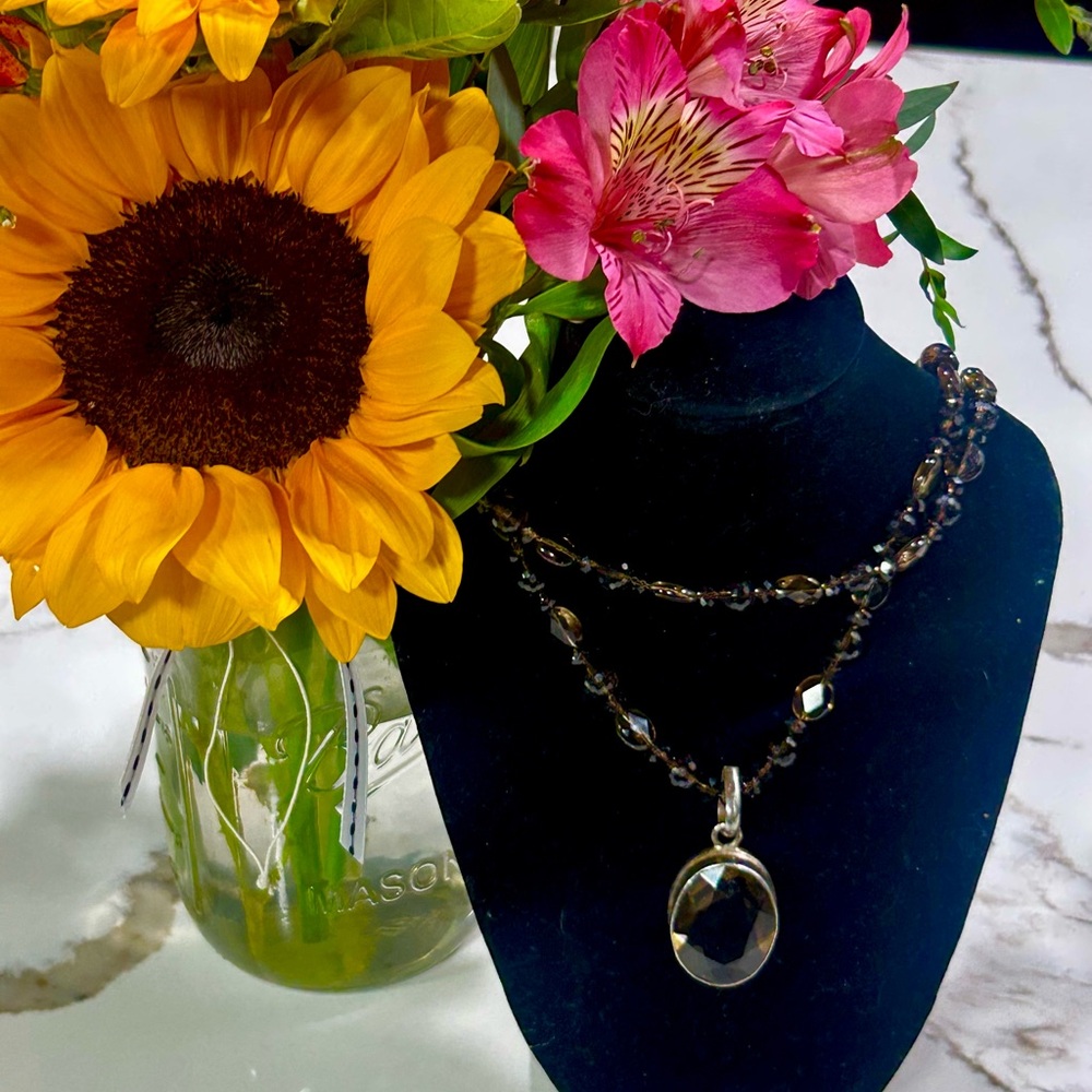 Elegant Sterling Silver Topaz  Multi-Strand Necklace